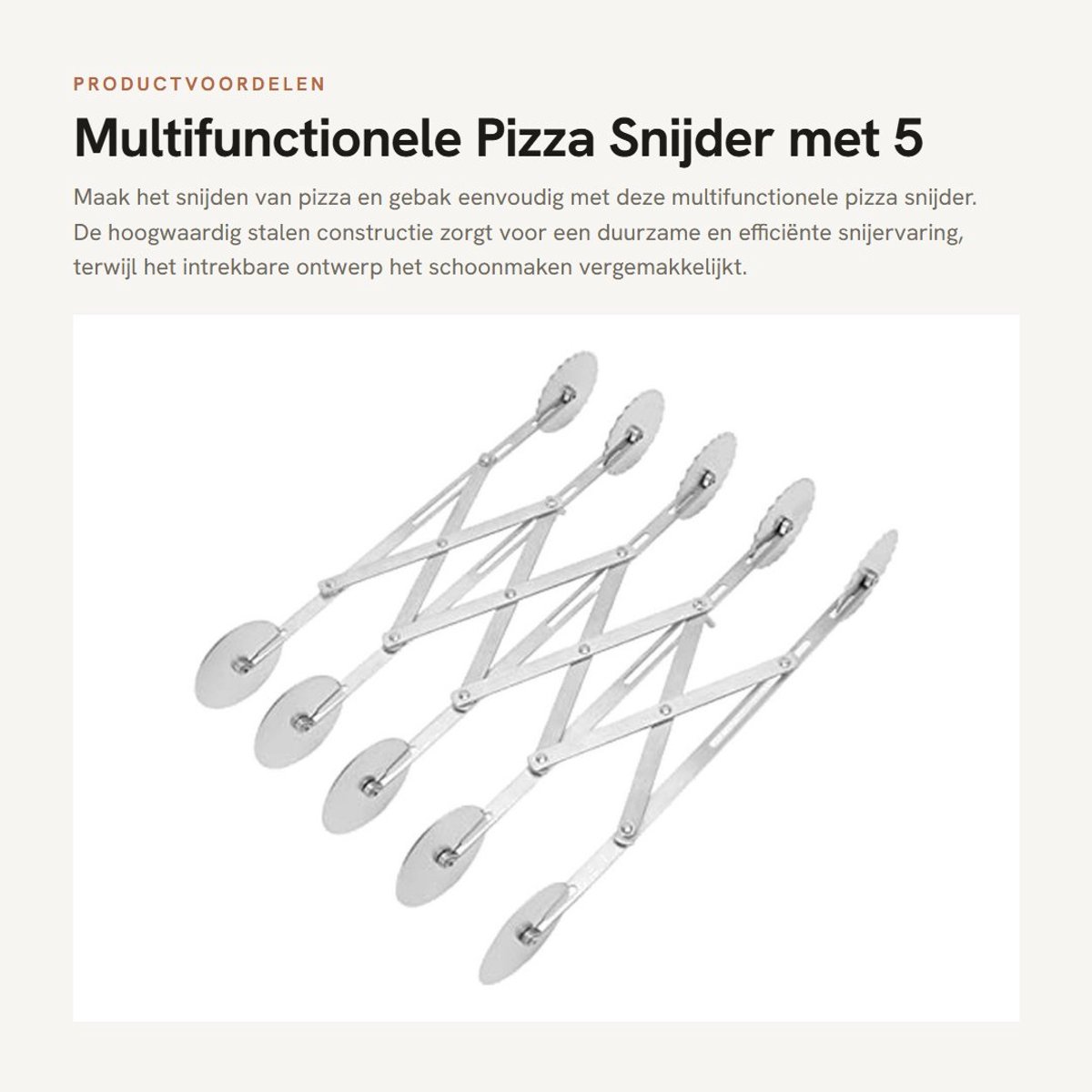 Dailygoods- Pizzasnijder Roestvrij Staal - Multifunctionele Snijder - Vaatwasserveilig - Deegschraper - Gebak Roller - Inclusief 7 Bijlagen - Deegsnijder
