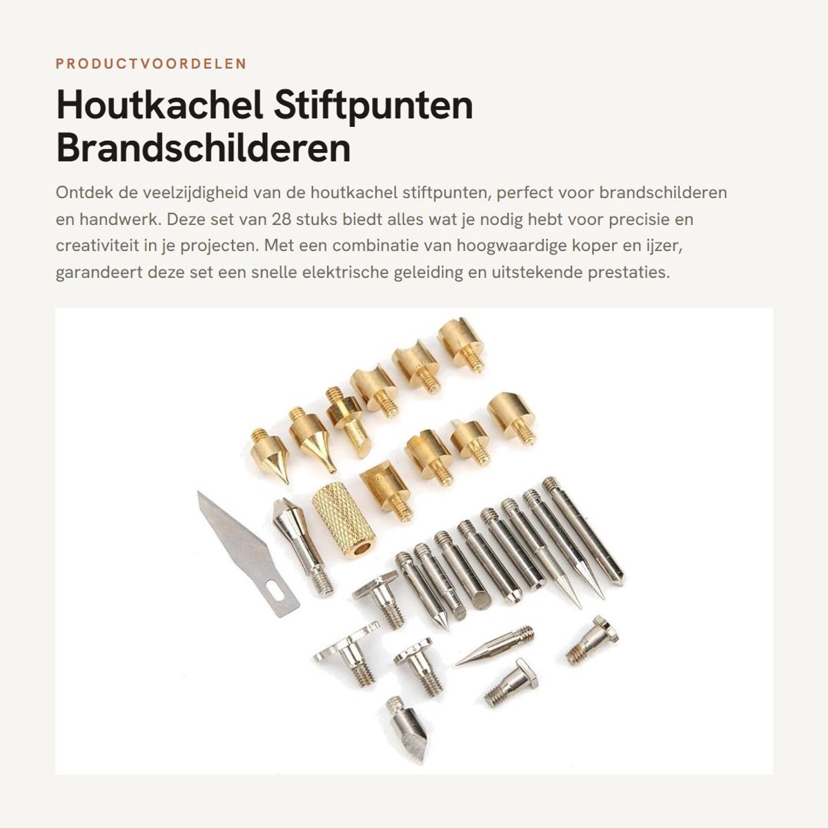 Dailygoods - Houtkachel Stiftpunten - Brandschilderen - Hoogwaardige Koper en IJzer - 28 Stuks - Soldeerpunt en Verwarmingskern - Voor Hout Branden en...