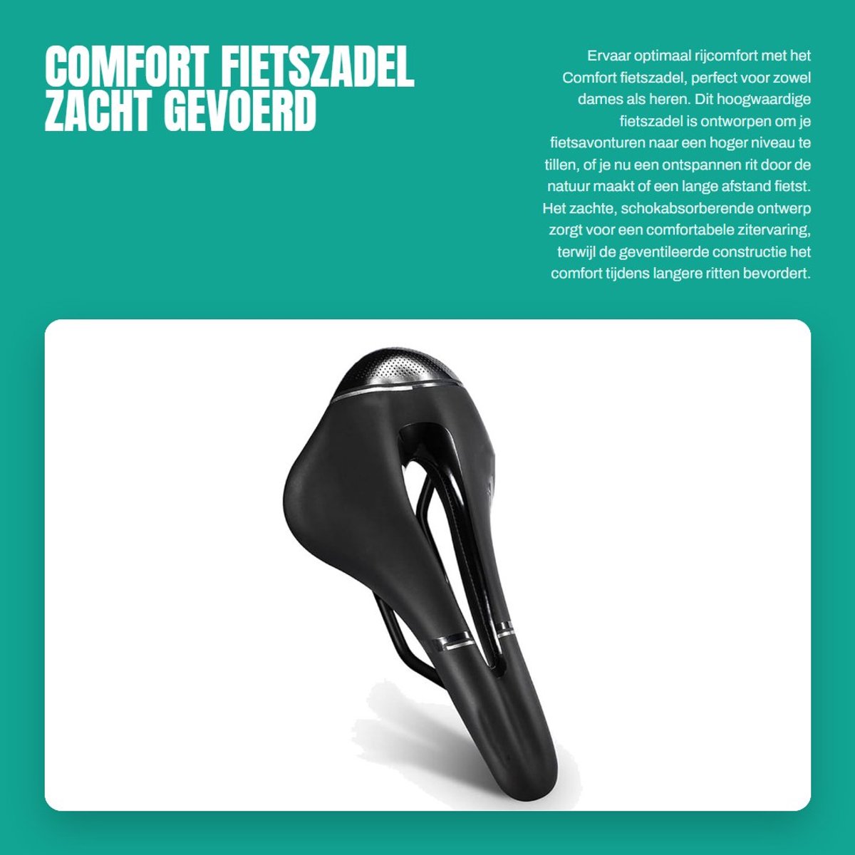 Dailygoods- Fietszadel Comfort - Schokabsorberend - Geventileerd - Zacht Gevoerd - Versterkte Basisstructuur - Voor Binnen/Buiten - Fietszitkussen