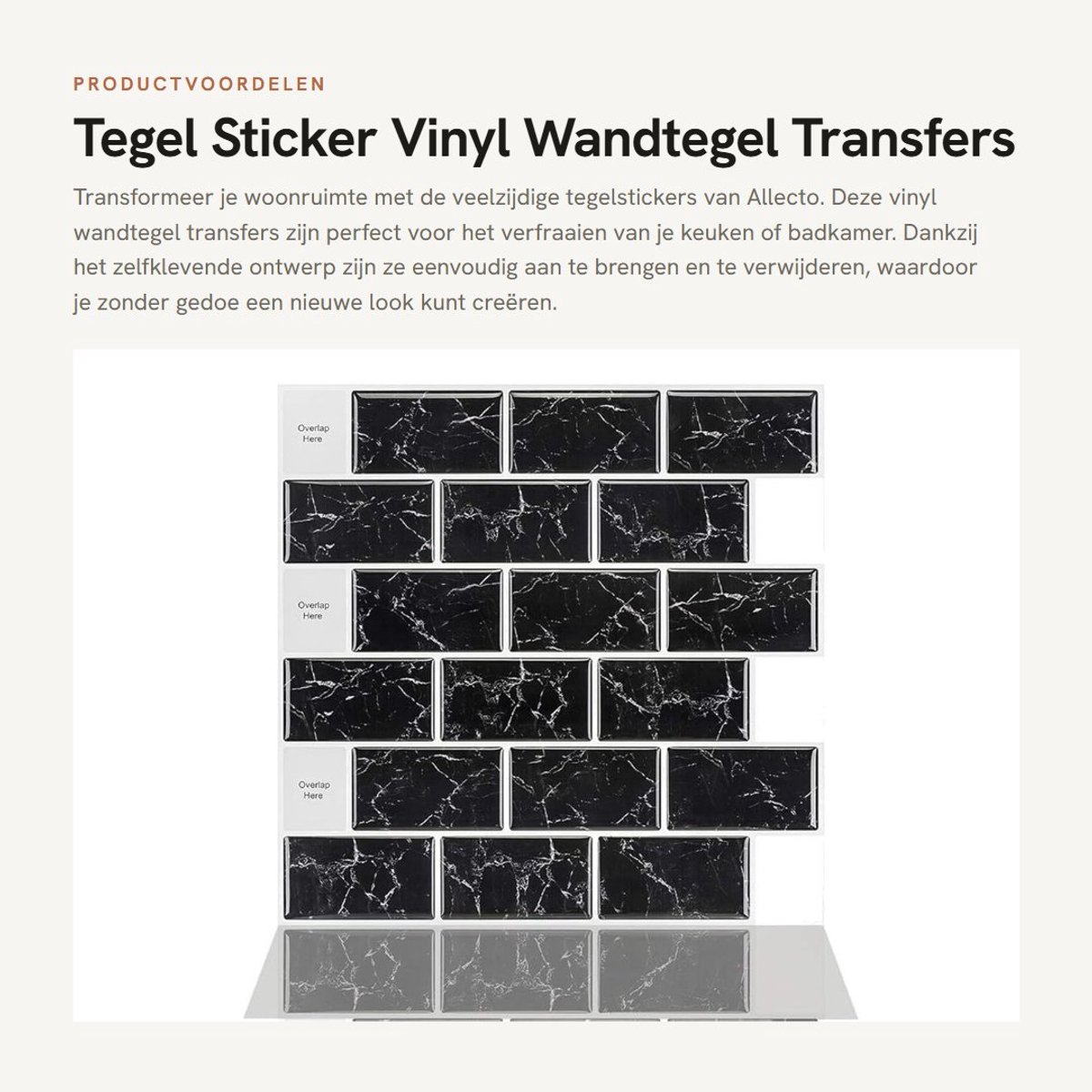 Dailygoods- Tegelstickers 10 Vellen Vinyl - Zelfklevende Wandtegel Transfers - Peel en Stick - Decor voor Keuken/Badkamer - Eenvoudig aan te brengen - Geschikt voor Glad Oppervlak - Muursticker