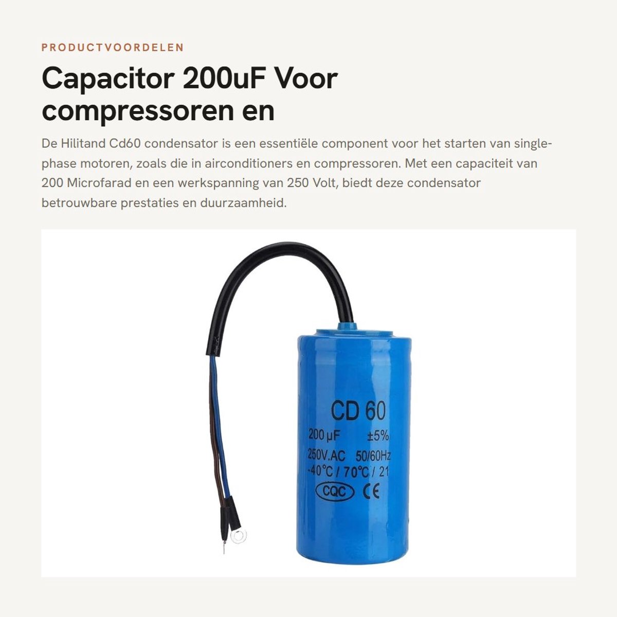 Dailygoods - Capacitor - 200uF - Voor compressoren en motoren - 250V - Betrouwbare energieopslag - Hoogwaardige componenten - Geschikt voor diverse to...