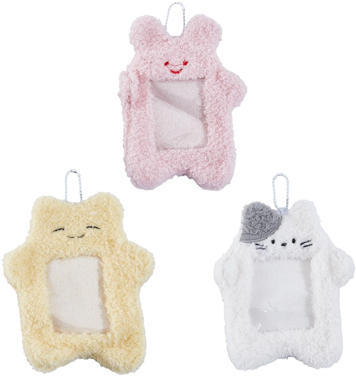 Dailygoods- Fotokaarthouder Veelkleurig - Pluche - Sleutelhanger - Dierenvorm - 3 Stuks - Afmetingen 17 x 13 cm - Kaarthouder