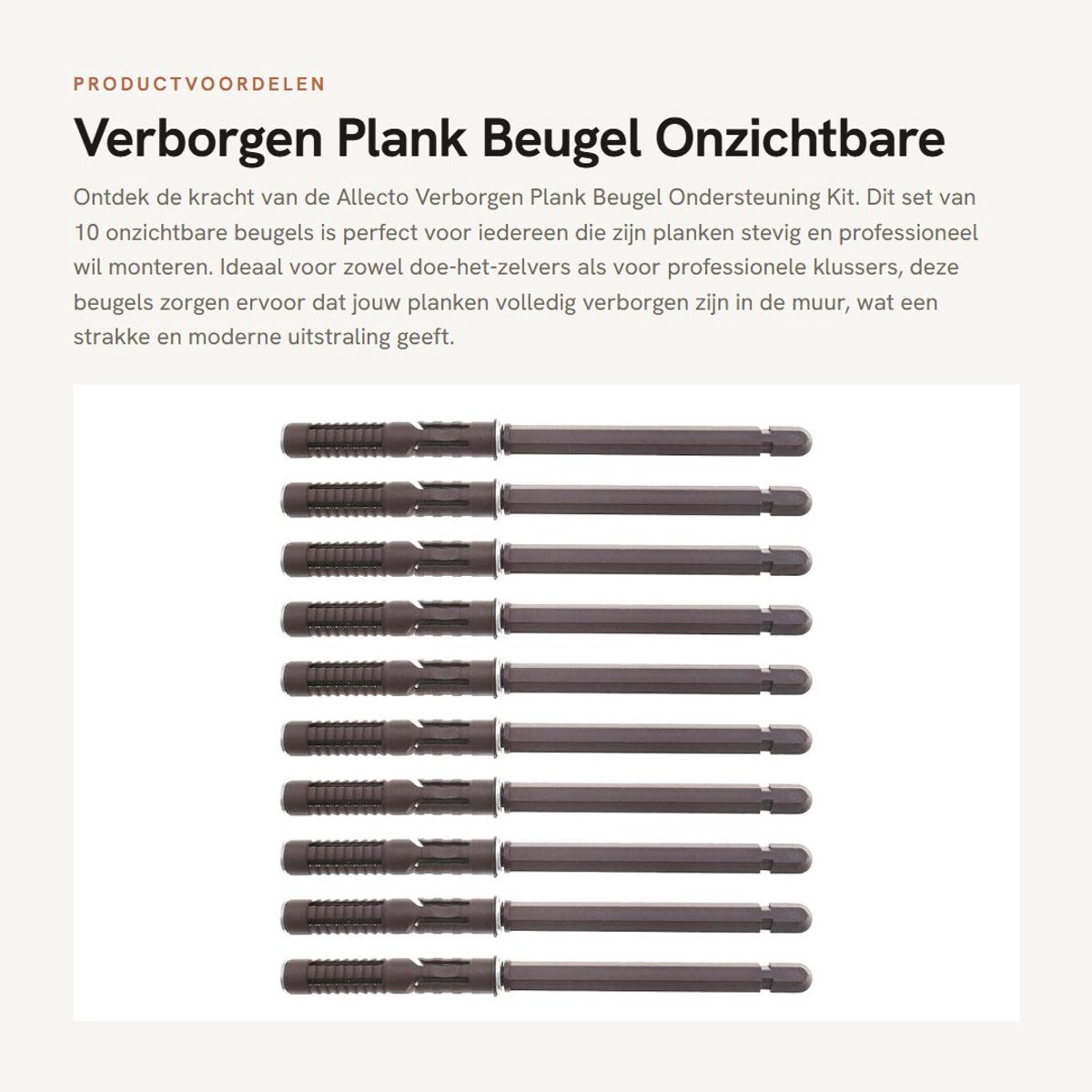 Dailygoods- Plankbeugel 10 Stuks - Verborgen Bevestigingsbeugels - Ondersteuning Kit - Duurzaam Metaal - Voor Doe-Het-Zelf Projecten - Totale Lengte 175 mm - Planksteun