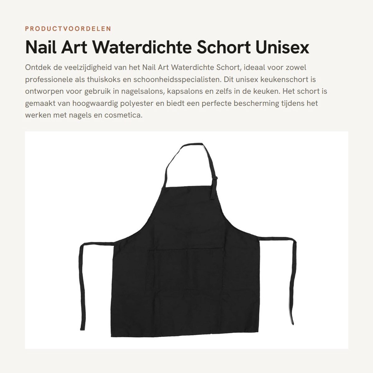 Dailygoods- Keukenschort Waterdicht - Verstelbare Nekband - Nagelsalon/Beautysalon - Koken/Barbecue - Grote Dekking - Polyester 79,5 x 65,5 cm - Schort