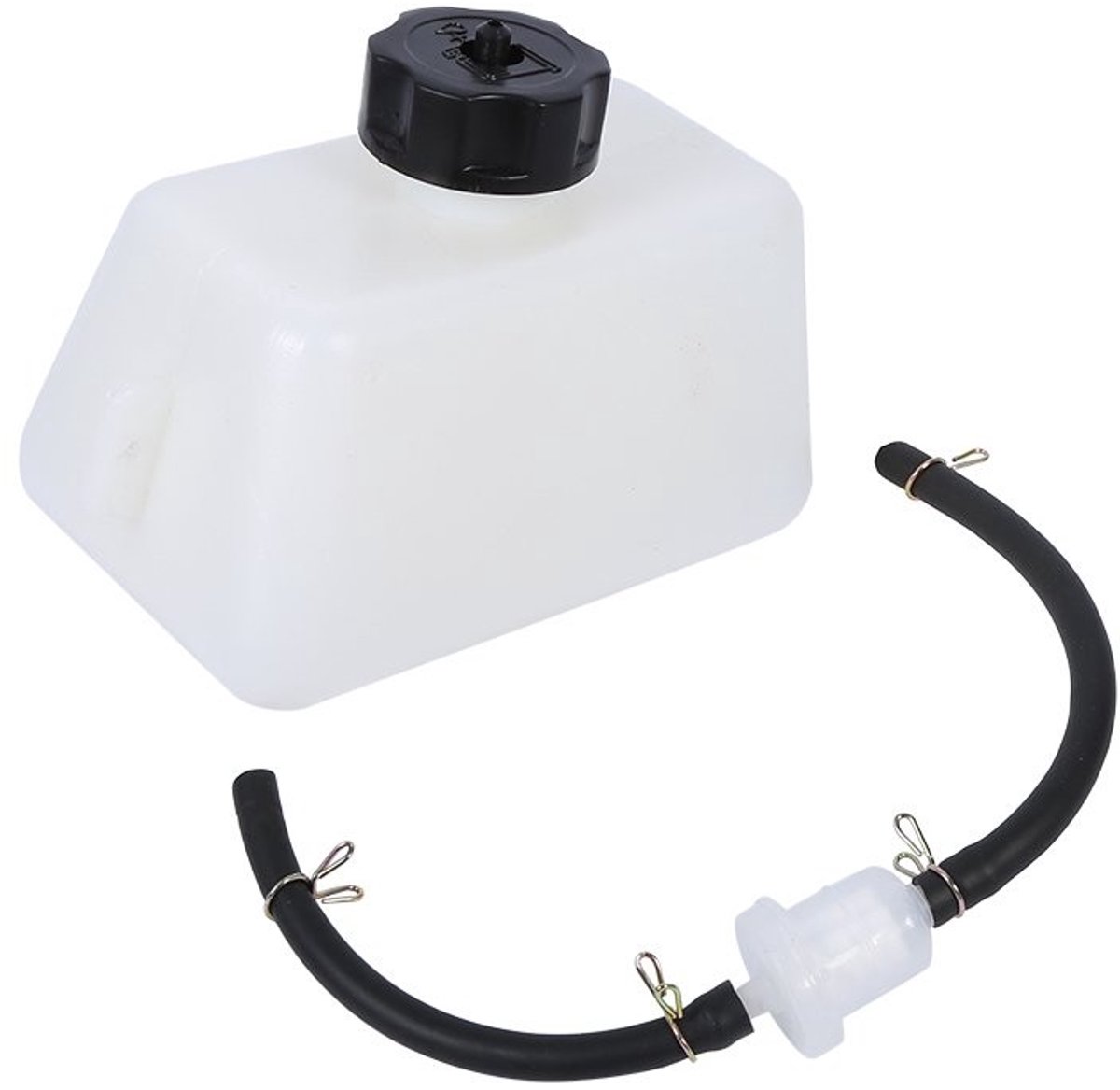 Dailygoods- Brandstoftank 1L - Mini-benzinetank - Slangleiding - Slangklem - Geschikt voor 2-takt motorfiets - Duurzaam kunststof en rubber