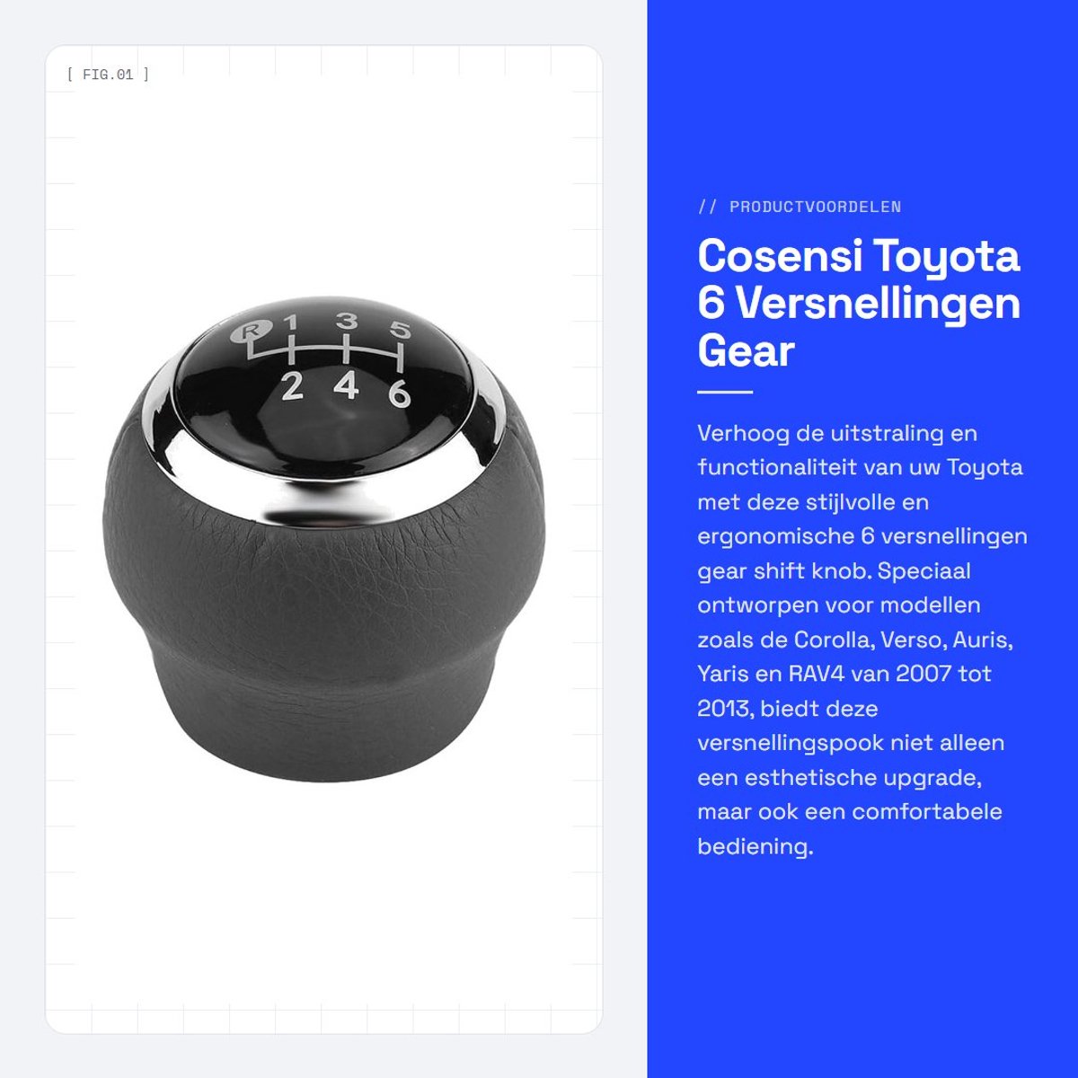Dailygoods- Versnellingspook Hoes - Pookknop - Versnellingspook Knop - Universeel - Ergonomisch Ontwerp - Luxe Design - Versnellingsknop