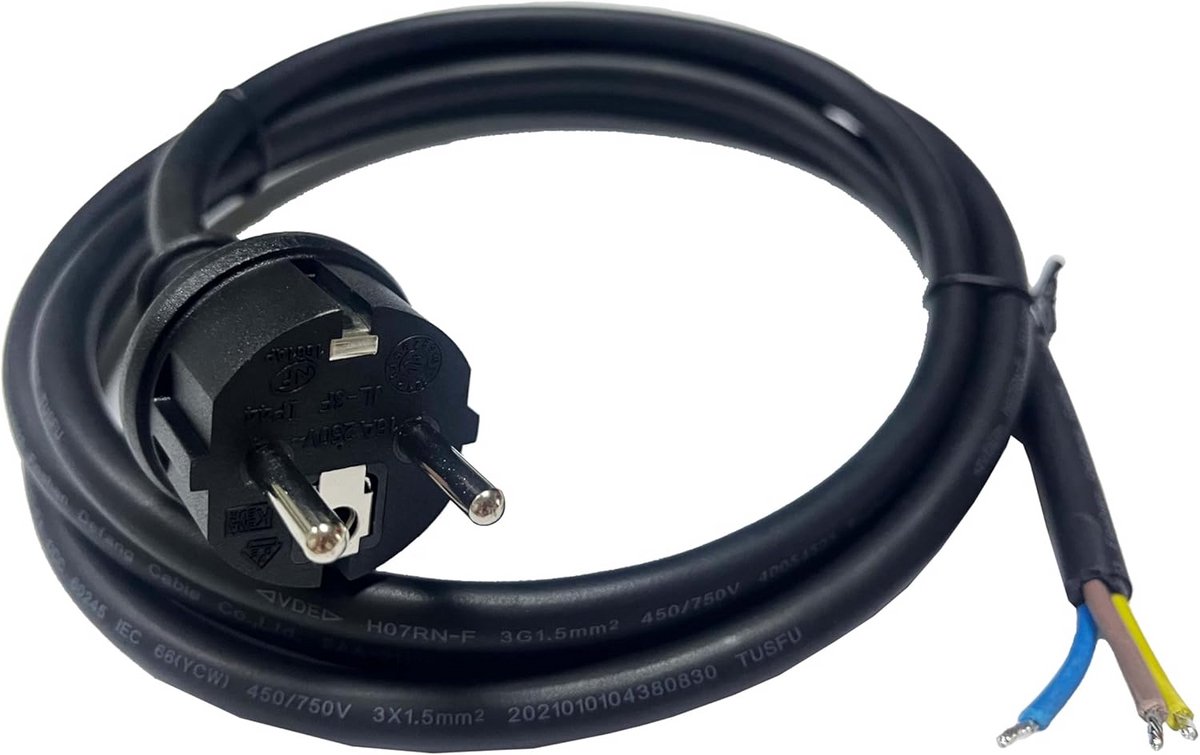 Stroomkabel - Verlengkabel Rubber - Zonne-energie Installatie - VDE Gecertificeerd - 15 Meter - Zwart
