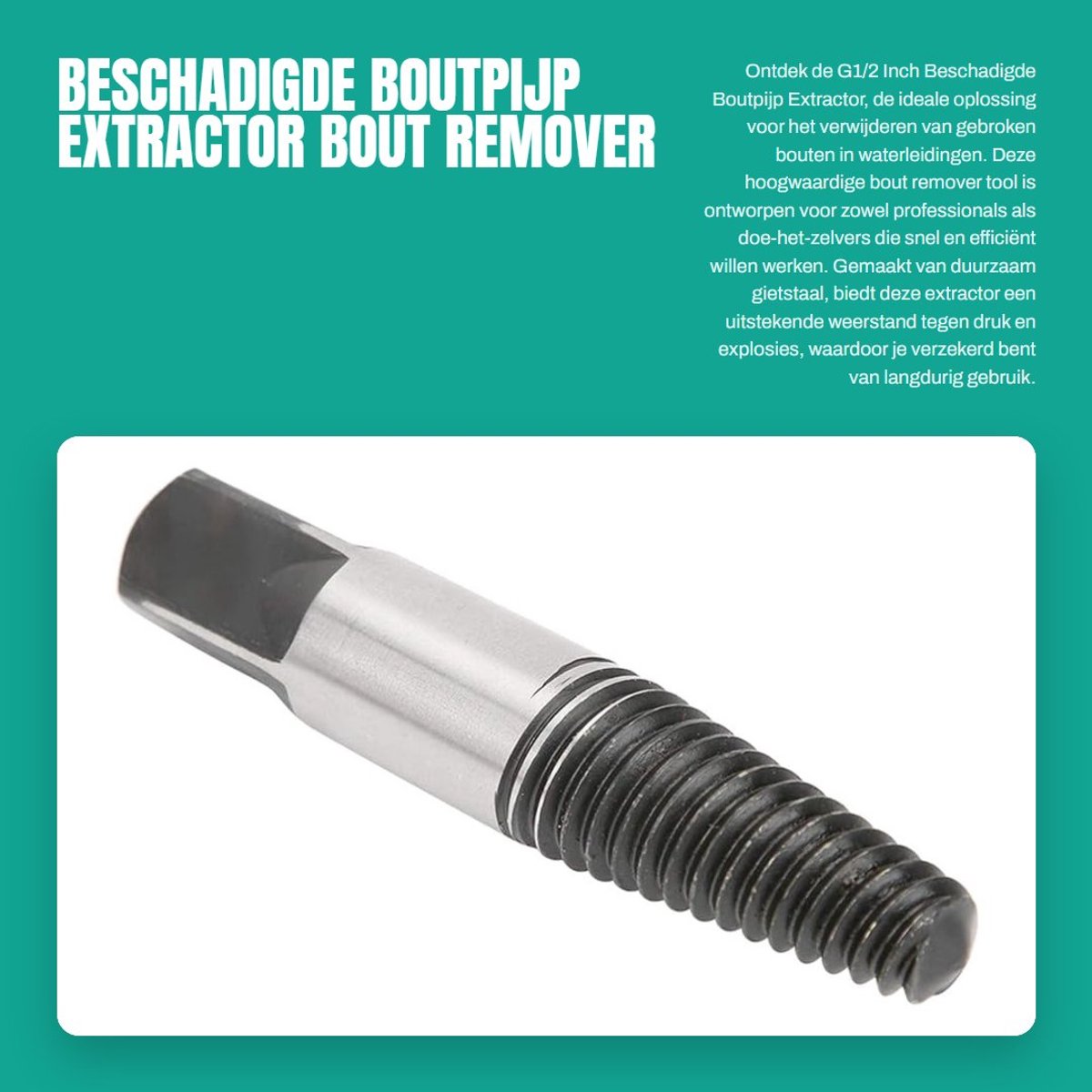 Dailygoods- Boutpijp Extractor G1/2 Inch - Gietstaal - Beschadigde Boutverwijderaar - Waterleiding Remover - Duurzaam - Compact en Lichtgewicht - Pijpverwijderaar