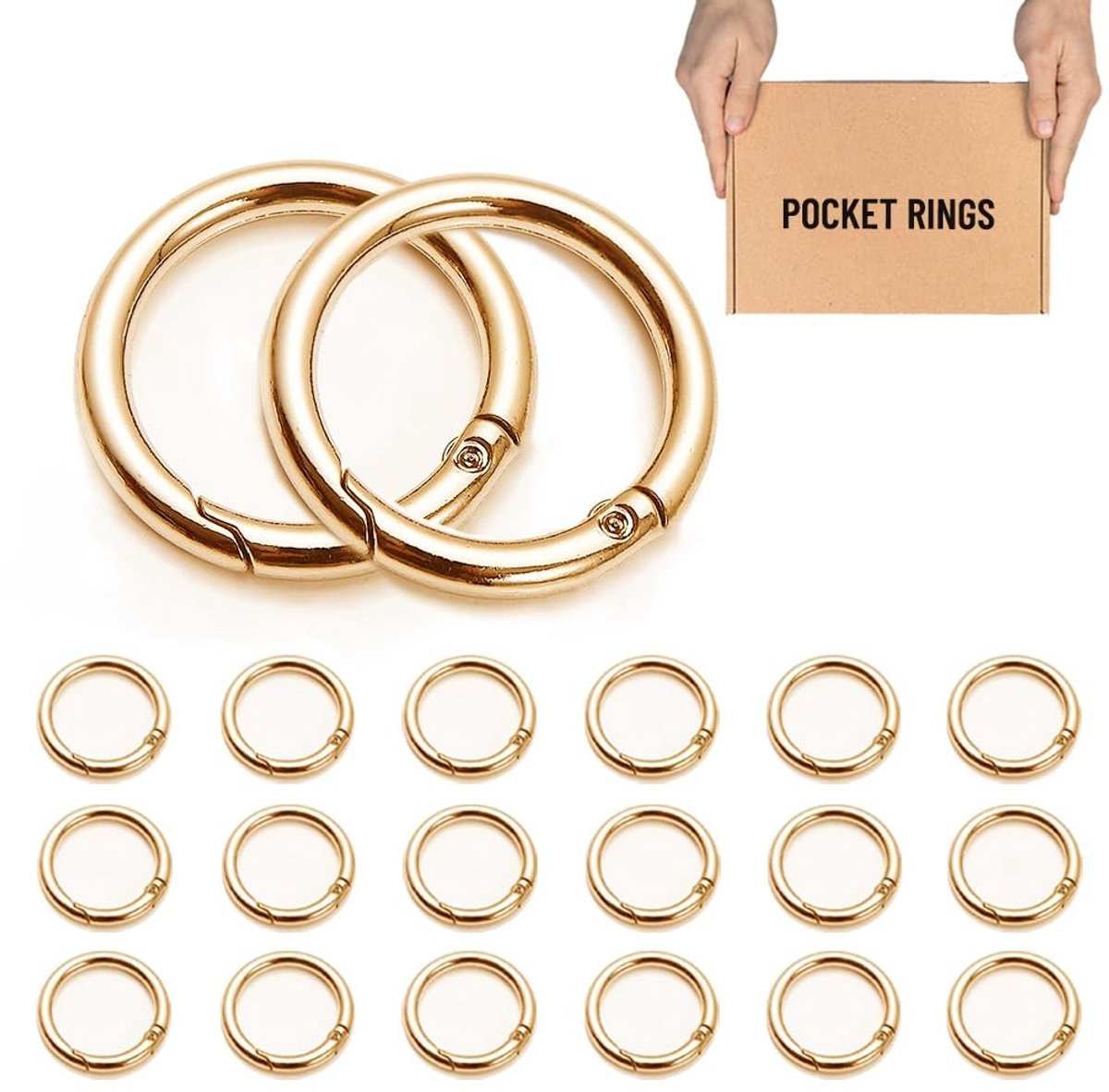 Dailygoods- Karabijnhaak 20 Stuks - Ronde Karabijnring 40 mm - Grote Karabijnring - Zinklegering - Sleutelhangers - Draaddiameter 4,5 mm - Haak