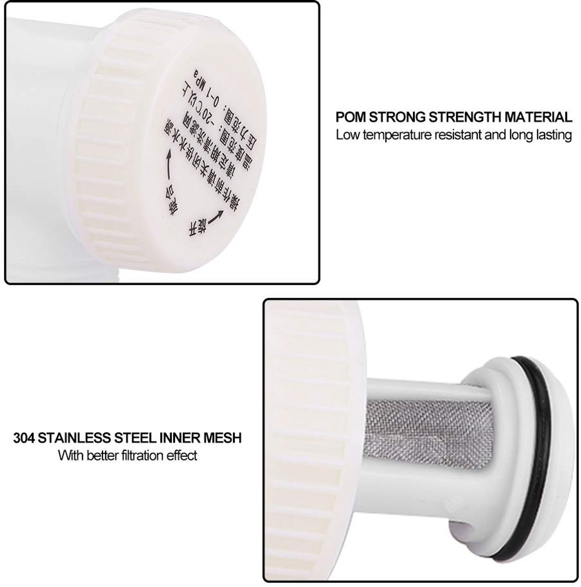 Dailygoods- Inlaatklep Waterfilter - RVS Mesh - Duurzaam POM - Aansluitgrootte G1/2 - Lekvrij - Filter Onzuiverheden