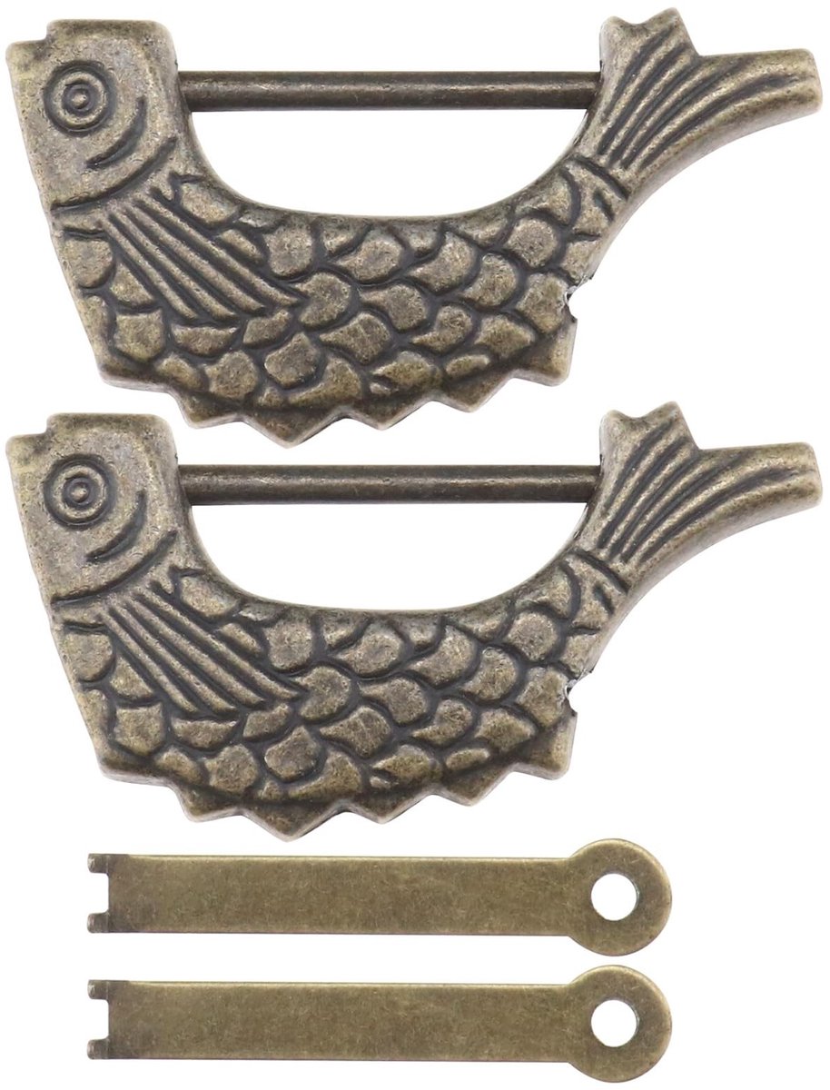 Dailygoods- Hangslot 2 Stuks - Vintage Hangslot - Antiek Hangslot - Decoratief Hangslot - Hangslot met Sleutel - Duurzaam Zinklegering - Decoratief Slot