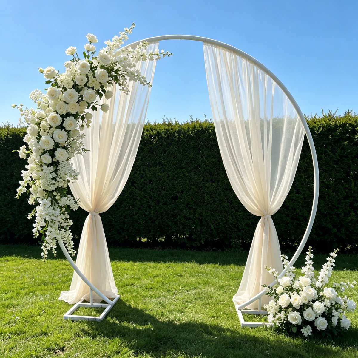 FATIVO Ronde bruiloftsboog - Metalen Trouwboog - Boog Standaard voor Bruiloft, Party, Tuin, Ballonnen Decoratie - Wit -228x214cm