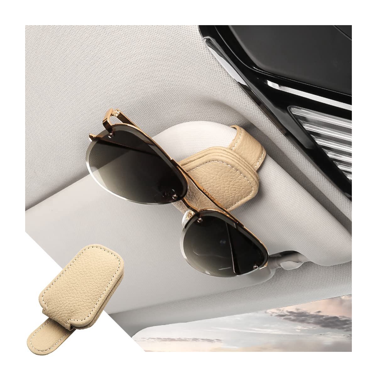 Dailygoods - Universele Lederen Brilhouder voor Auto met Magnetische Sluiting