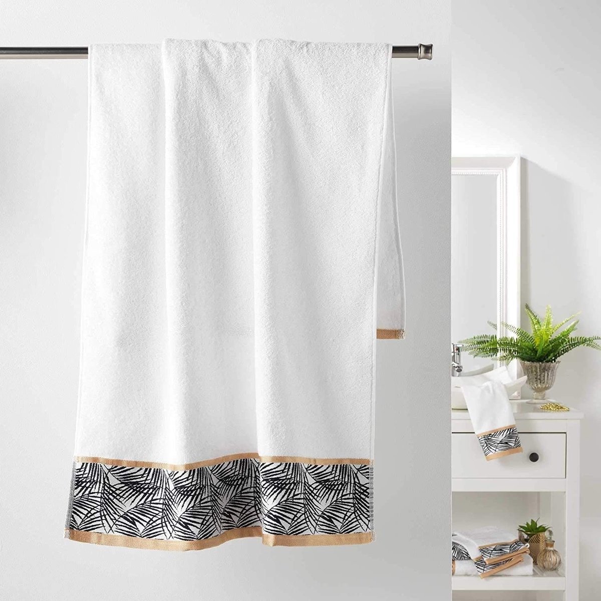 Dailygoods- Douchehanddoek 70x130 cm - Wit - Badstof - Jacquard - Zacht - Hoogwaardige Katoen - Badhanddoek