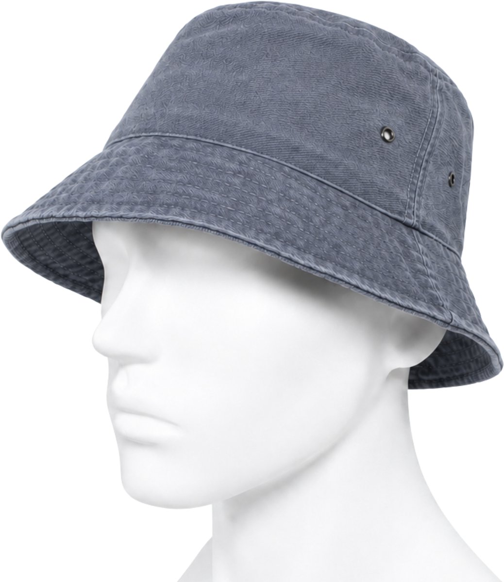 Bucket Hat - Washed Denim - Grijs - Maat XS/S - Vintage Look - Heren & Dames - Unisex - Festivalhoedje - Vissershoedje - Zonnehoedje - Regenhoedje - Emmerhoedje - Zomerhoedje