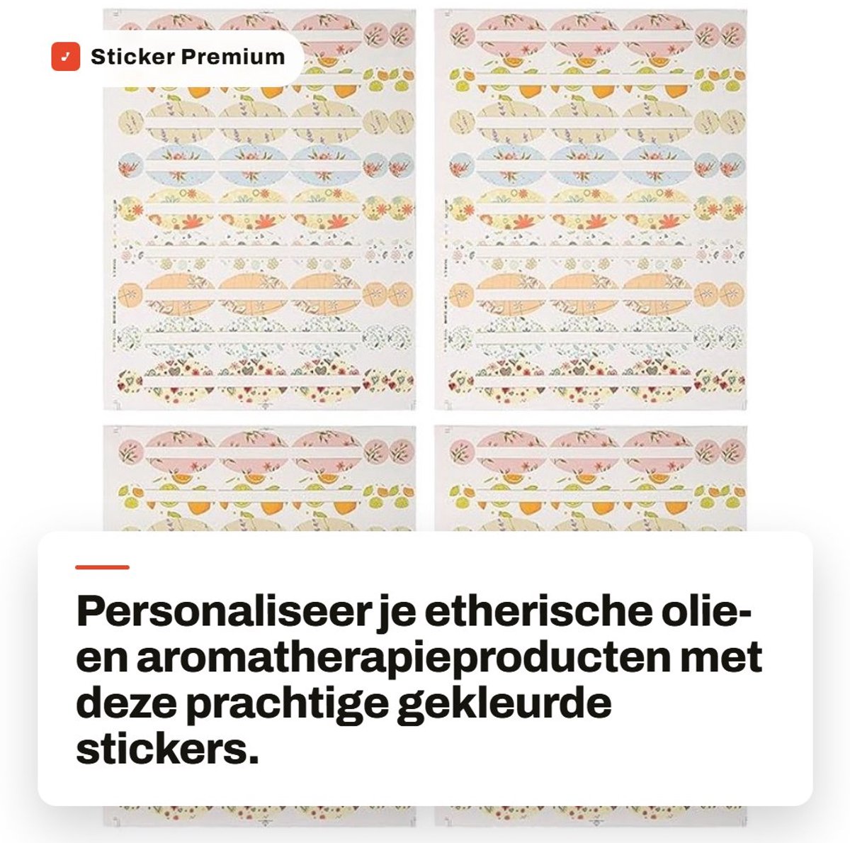 Dailygoods- Sticker Premium - Olie- en waterbestendige Sticker - Kleurrijke Etiketten - Etherische Olie - Aromatherapie - Personaliseer je producten