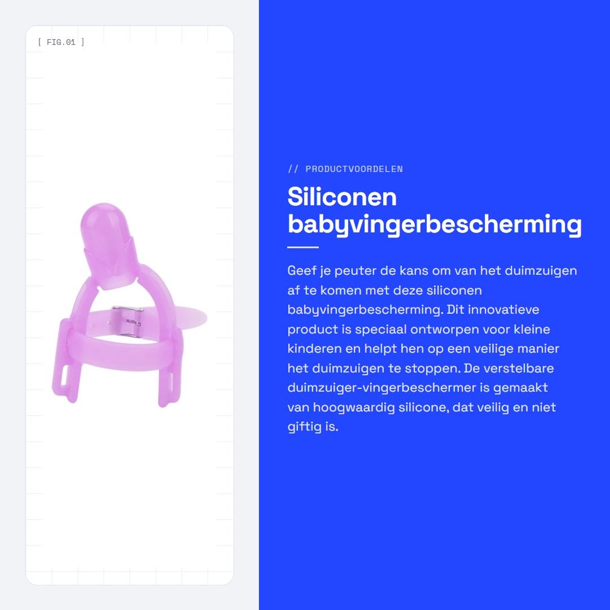 Dailygoods- Vingerbescherming Verstelbaar - Siliconen Vingerbeschermer - Duimzuigerstopper - Veilig en Niet Giftig - Baby Vingerdakje - 14,5 x 1,5 cm - Babyvingerbeschermer