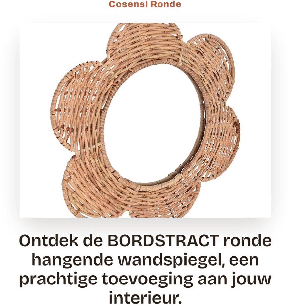 Dailygoods- Wandspiegel Ronde Vorm - Natuurlijke Rotan - Cosmetische Spiegel - Wanddecoratie - Dunne Lijst - Afmetingen 28,5 x 25,5 cm - Decoratiespiegel