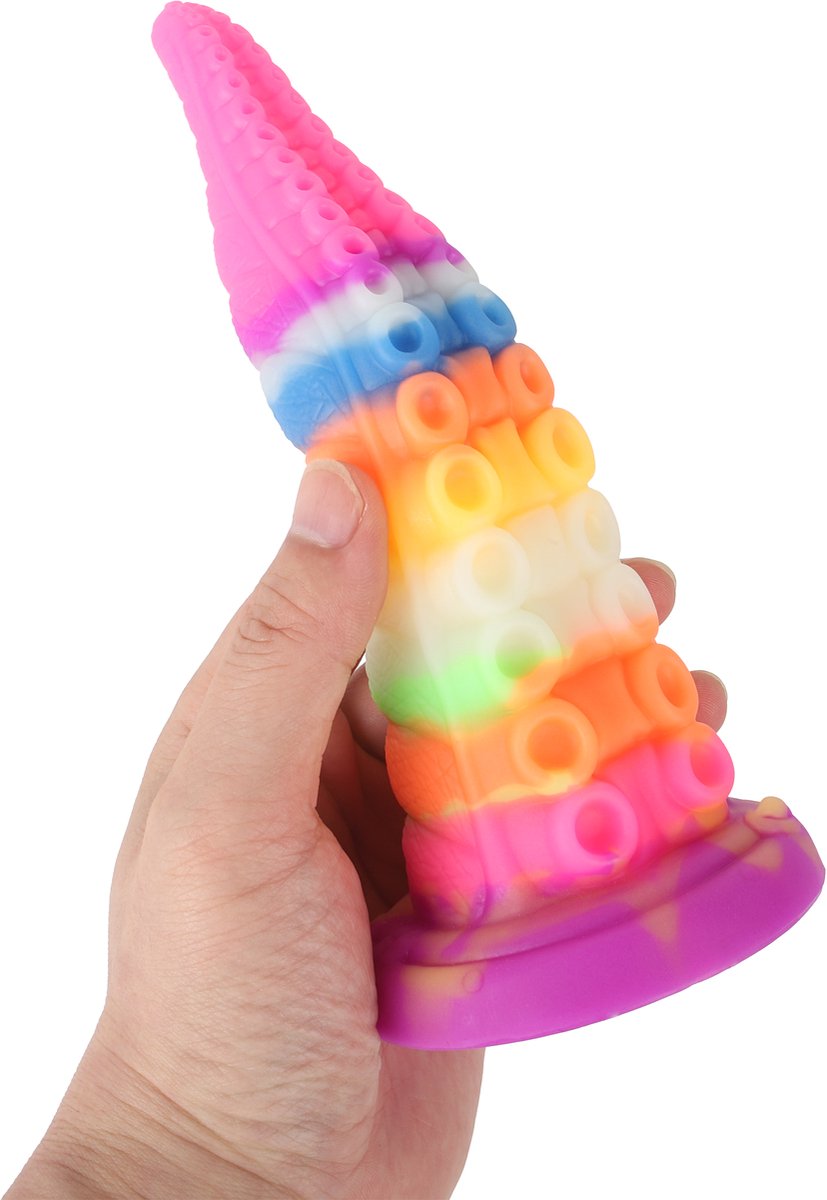 Banoch | Dildo siliconen " Tentacle Rainbow" | 18 cm | ∅ 4 cm | fantasy monster | zuignap | Anaal & Vaginaal
