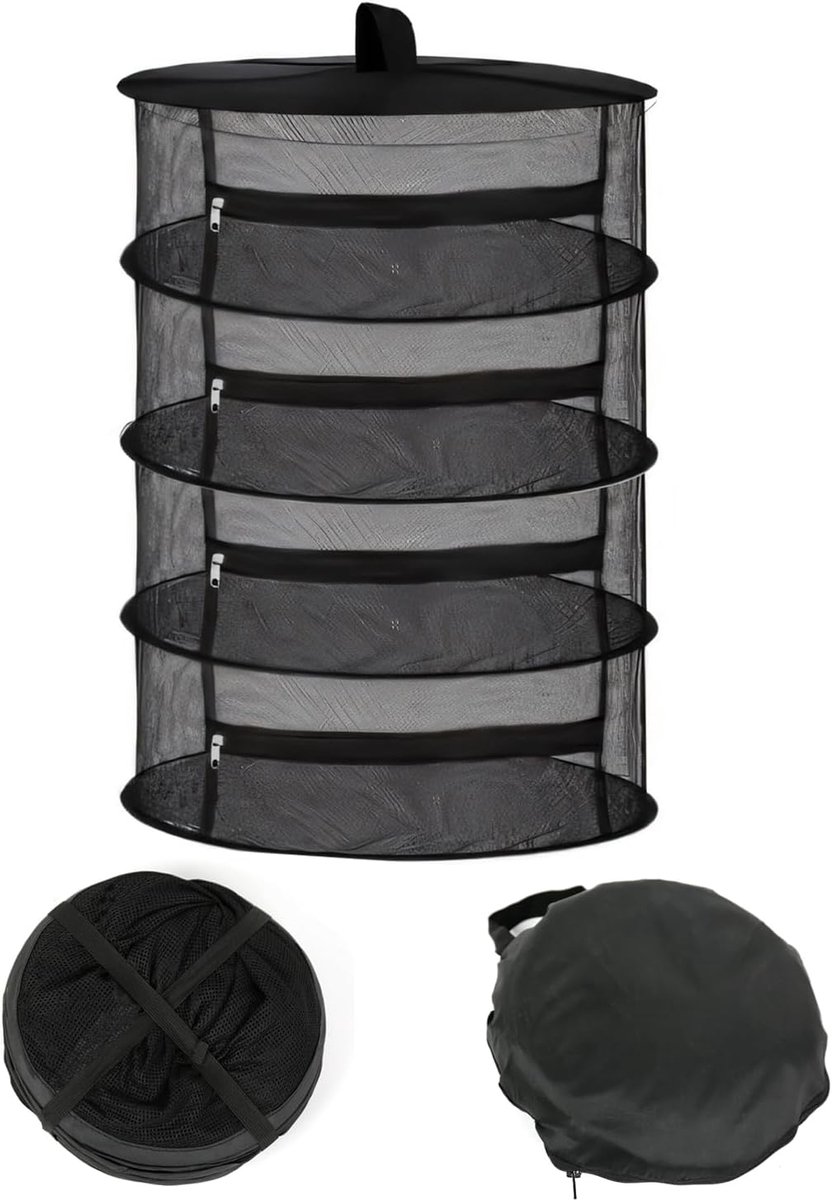 Droogrek Kruiden - Hangend Net - Planten Drogen - 4 Lagen Mesh - 60x90cm - Zwart