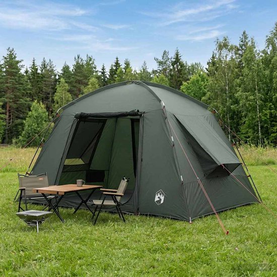 vidaXL - Huisje - Tent - met - dak - Leger - Groen - 300 - x - 210 - x - 156 - cm - Polyester van Vidaxl — afbeelding 3