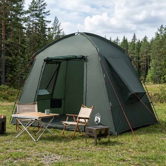 vidaXL - Huisje - Tent - met - dak - Leger - Groen - 210 - x - 210 - x - 138 - cm - Polyester van Vidaxl — afbeelding 4
