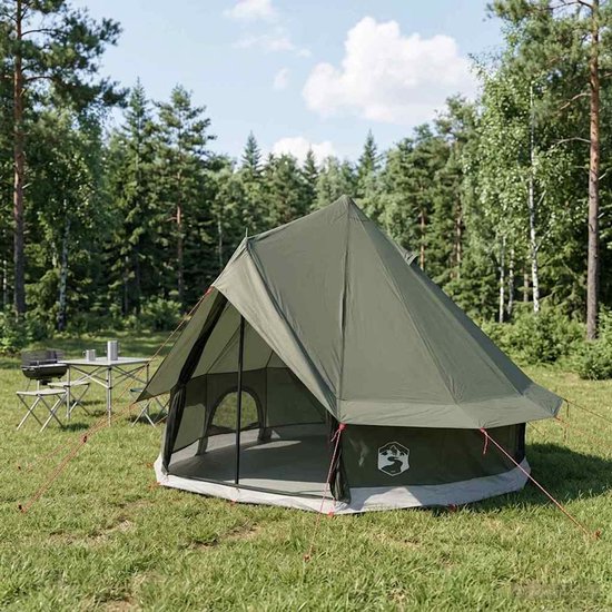 vidaXL - Tipi - Tent - met - dak - Leger - Groen - 250 - x - 250 - cm - Polyester - en - Staal van Vidaxl — afbeelding 3