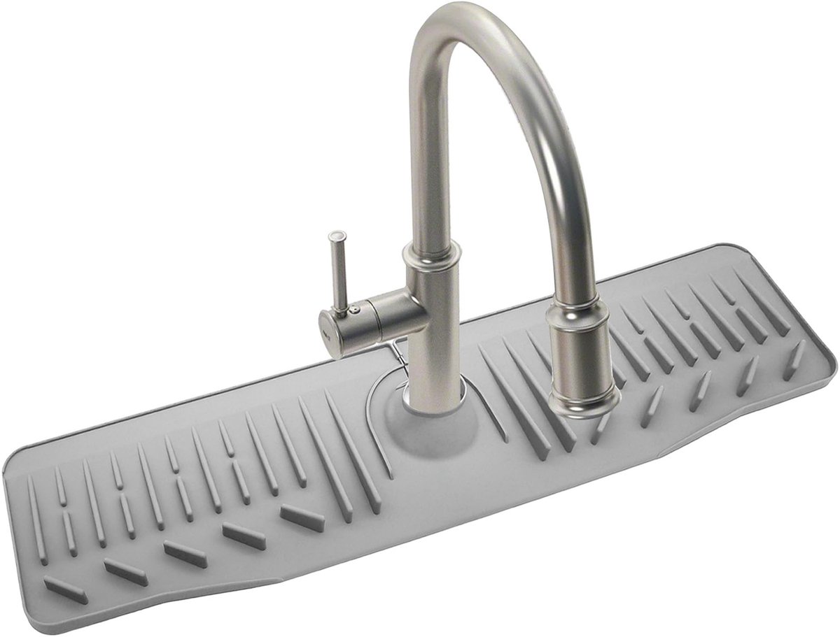 Dailygoods- Waterkraanmat van Siliconen - Spatbescherming - Drainagemat - Afwateringsdesign - Op Maat Snijden - 60 x 14,7 x 2 cm - Spatmat
