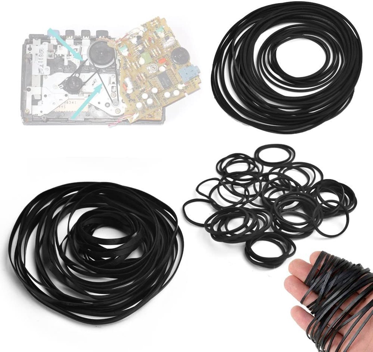 Dailygoods- Cassette Riemaandrijving 28 Stuks - Rubber - Duurzaam - Trillingsvrij - Slijtvast - Maten 4,5 - 18,5 cm - Cassetteband