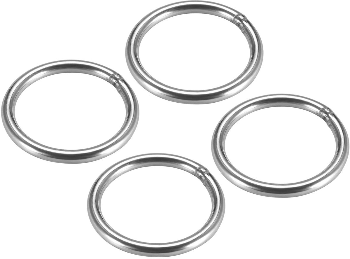 Dailygoods - 4 Stuks Roestvrij Stalen O-ringen 60 mm voor Ophangtoepassingen