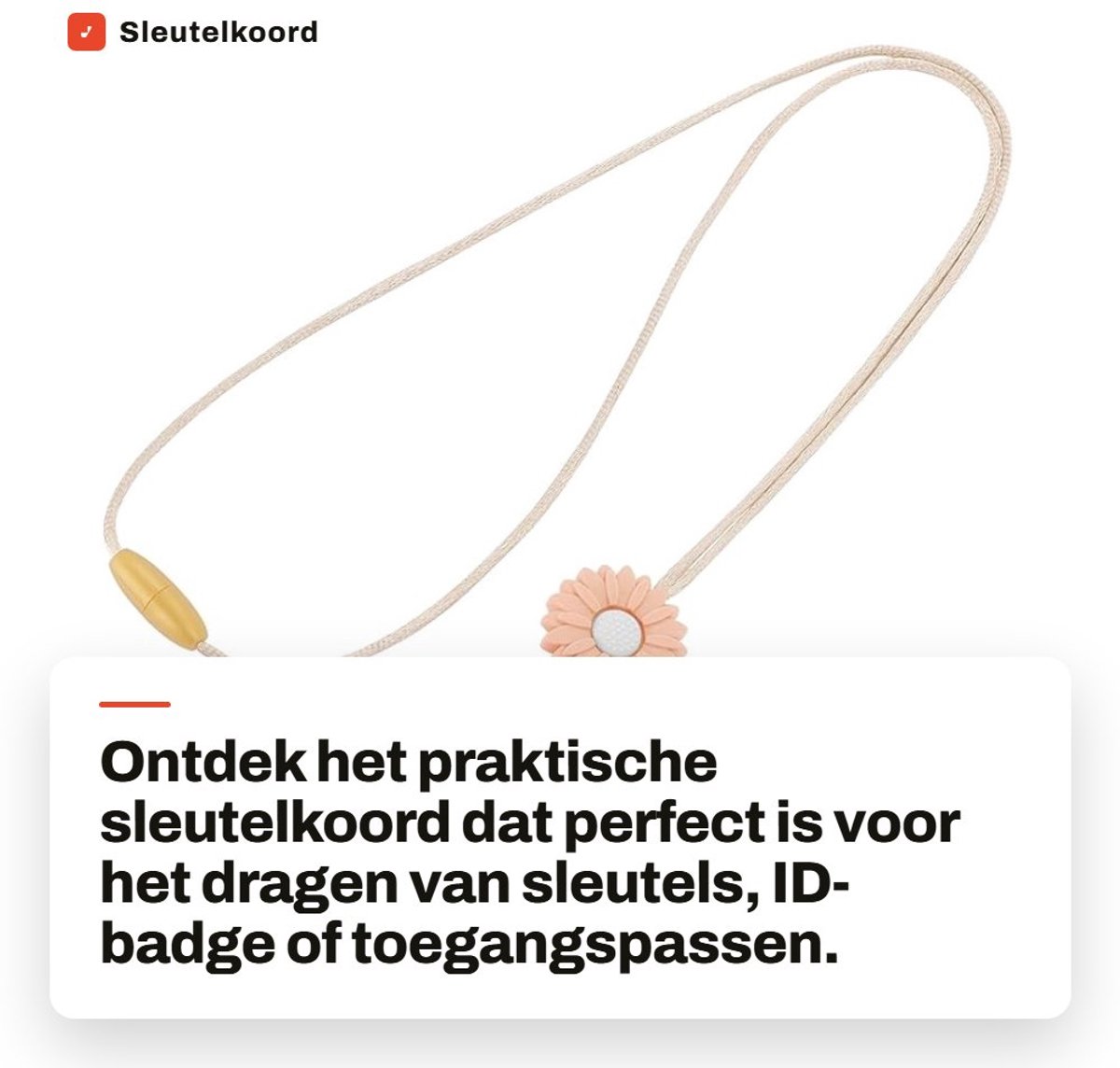 Dailygoods- Sleutelkoord met decoratieve kralen - Sleutelhanger - Lanyard - ID-badgehouder - Uittrekbare sleutelhanger - Elegant ontwerp