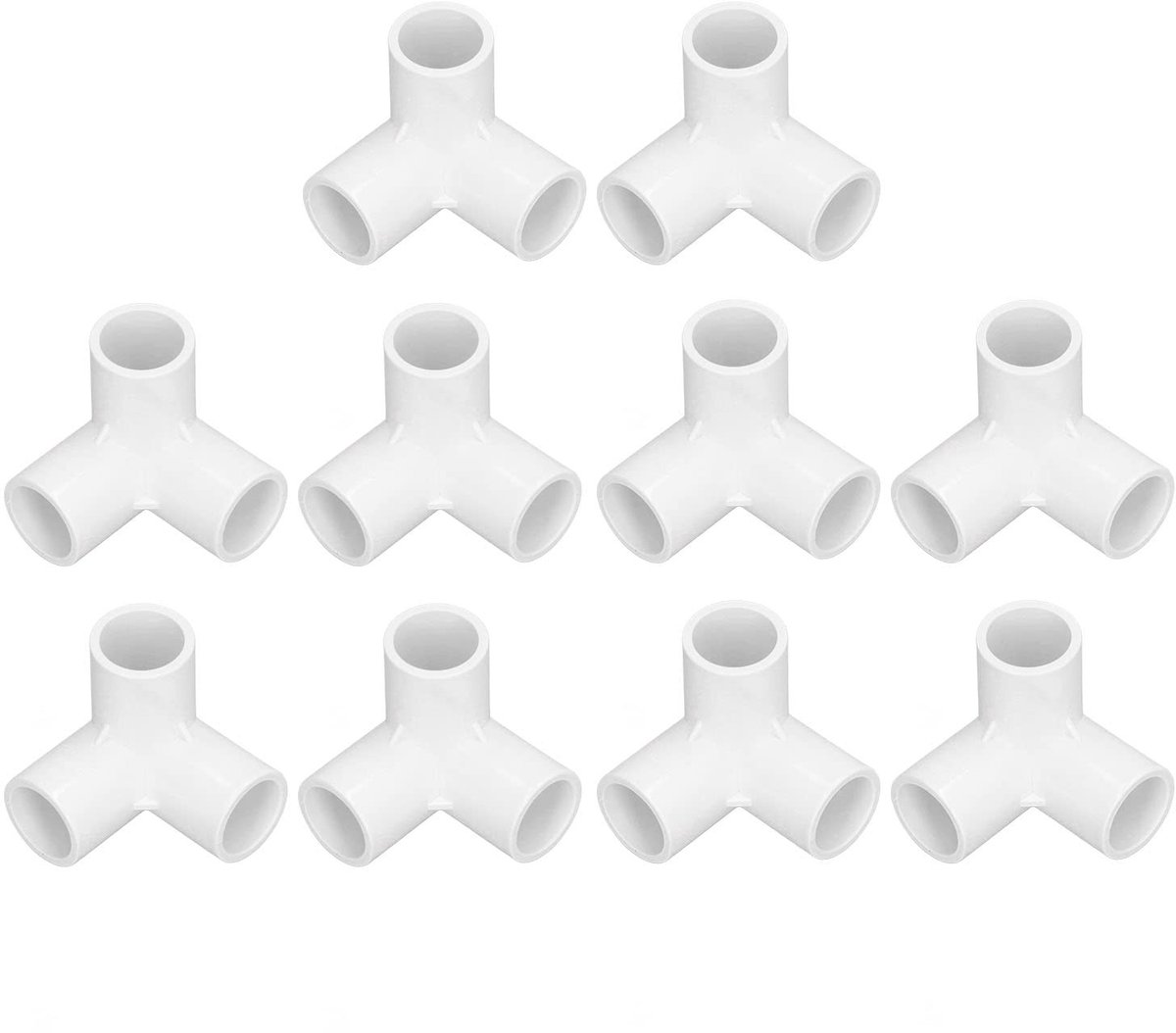 Dailygoods- PVC-buisfitting 3-weg - T-stuk - Elleboogconnector 90 graden - Kunststof - 10 stuks - Hoogglans PVC-materiaal - Buisconnector