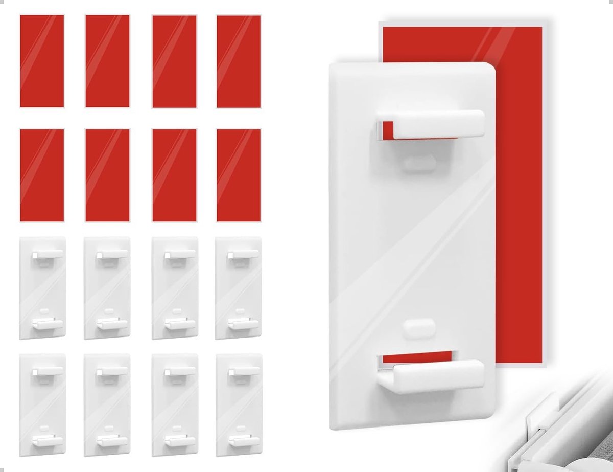Dailygoods- Kleefhouder 8 Stuks - Zelfklevende Houder - Geschikt voor Rolluiken - Dubbele Houder - Ideaal voor PVC-Ramen - Duurzaam en Veilig - Jaloeziehouder