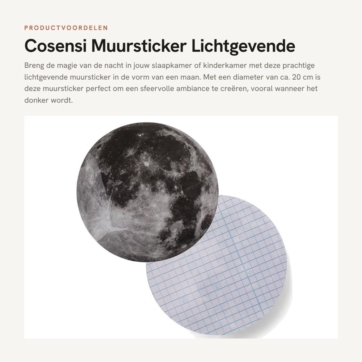 Dailygoods- Muursticker lichtgevend Ø20 cm - Maanstickers - Wanddecoratie kinderkamer - Fluorescerend - Zelfklevend - Rustgevende sfeer