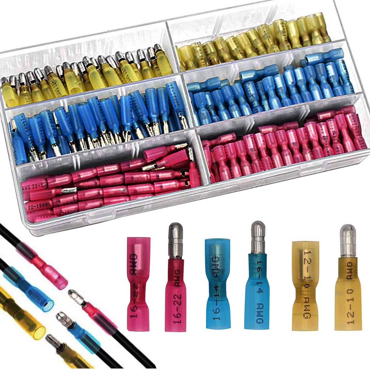 Dailygoods - 100PCS Heat Shrink Butt Connectors - Waterdichte Solder Seal Draadverbindingen voor Auto en Marine