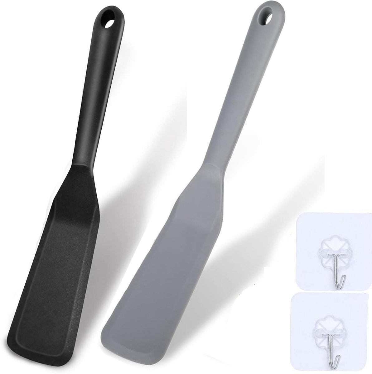 Dailygoods- Spatels set van 2 - Hittebestendig - Siliconen - Antiaanbaklaag - Ergonomische handgreep - Vaatwasmachinebestendig - Keukenspatel