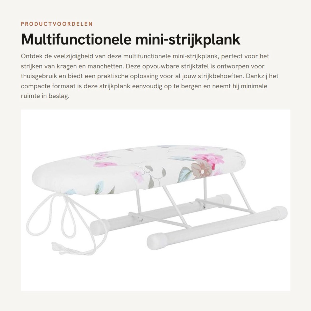 Dailygoods- Strijkplank Opvouwbaar - Mini Strijkplank - Ruimtebesparend - Katoenen Buitenstof - IJzerbestendig Naaldvilt - 26x11x8 cm - Strijktafel
