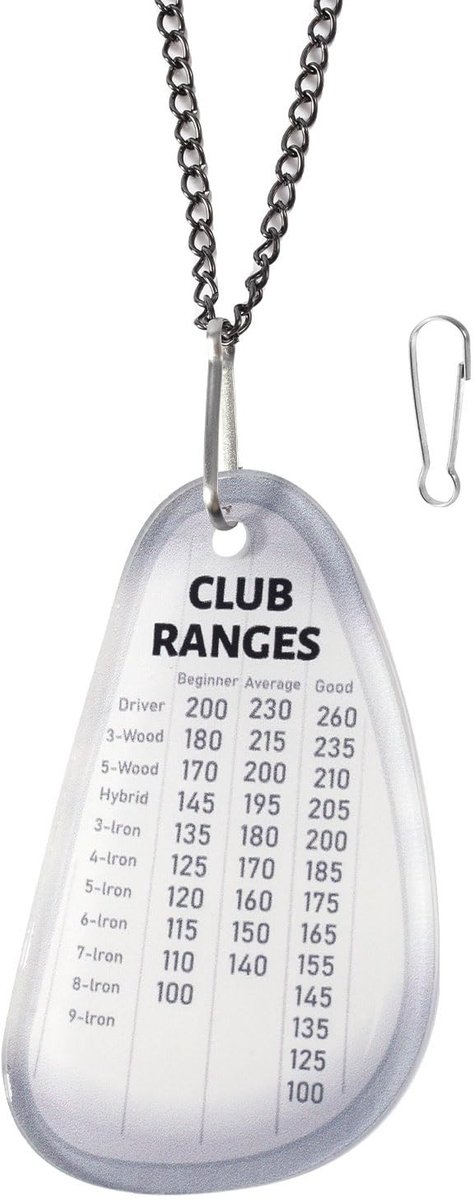 Dailygoods- Golf Afstandskaart Waterdicht - Acryl Golf Yardage Kaart - Inclusief Ketting - 2 Buckles - Lichtgewicht - 9.2x5 cm
