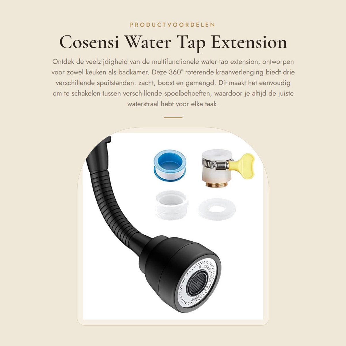 Dailygoods- Kraanverlengstuk 360° Rotatable - Multifunctioneel - Water Tap Jet Regulator - Flexibele Slang - Drie Modus - Duurzaam Messing - Kraanaccessoire