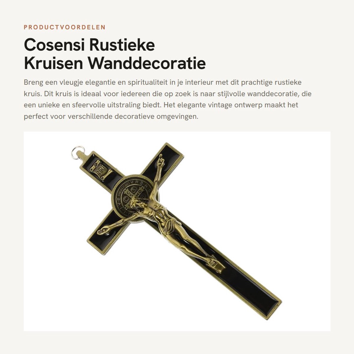 Dailygoods- Muurkruis Elegant Vintage Design - Wanddecoratie - Decoratieve Kruisen - Rustieke Decoratie - Unieke Touch - Zinklegering Gouden