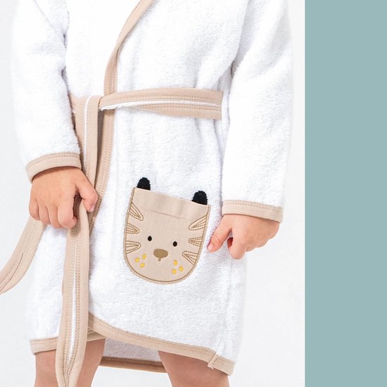 Zachte Katoenen Babybadjas met Capuchon en Giraffenprint - Absorberend en Huidvriendelijk — afbeelding 2