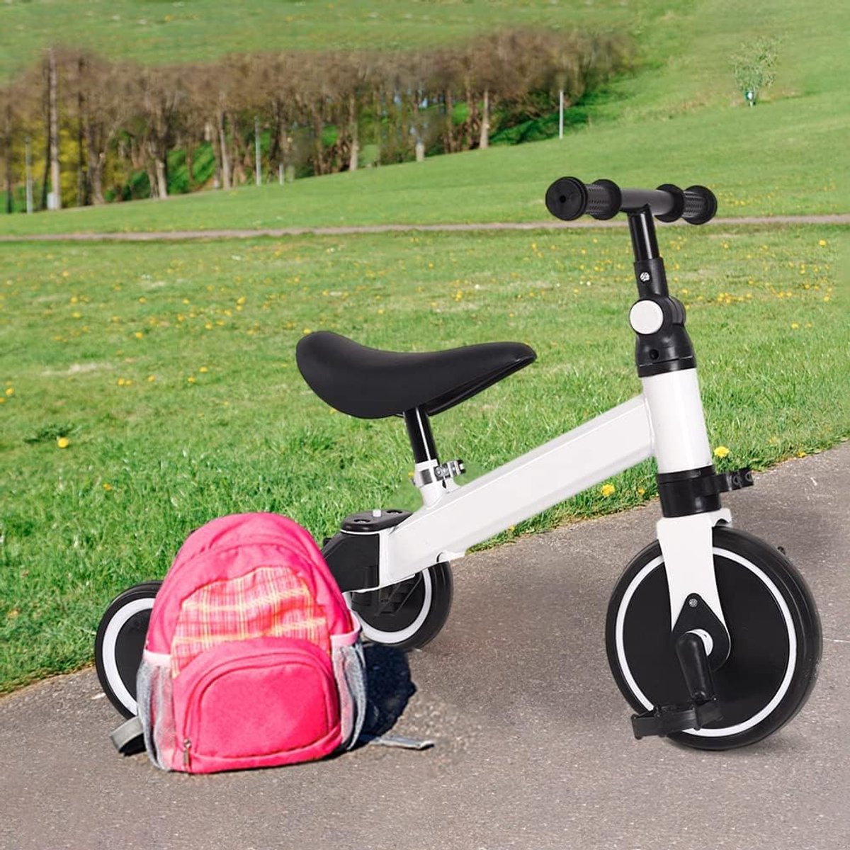 Driewieler Kinderen - Loopfiets - Buiten Spelen - 3-in-1 Functie - 18 maanden tot 4 jaar - Wit