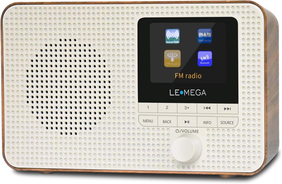 Draagbare Internetradio - Digitale Radio - Muziek Luisteren - WIFI en Bluetooth - Compact Formaat - Walnoot