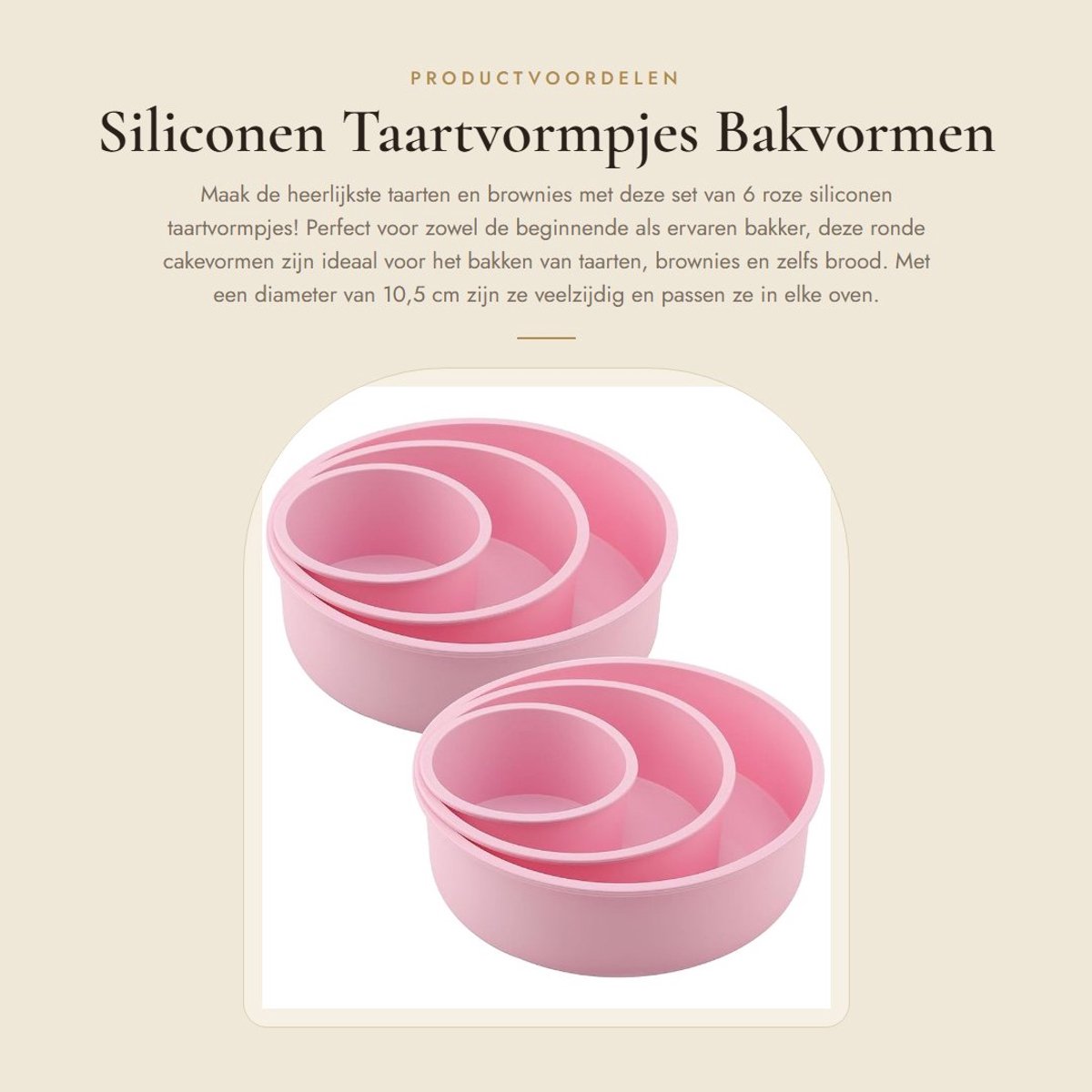 Dailygoods- Siliconen Taartvormpjes 6 Stuks - Antikleef Cakevormen - Ronde Bakvormen - 10,5 cm / 6 inch / 8 inch - Perfect voor Taarten/Brownies - Duurzaam Materiaal - Cakevorm
