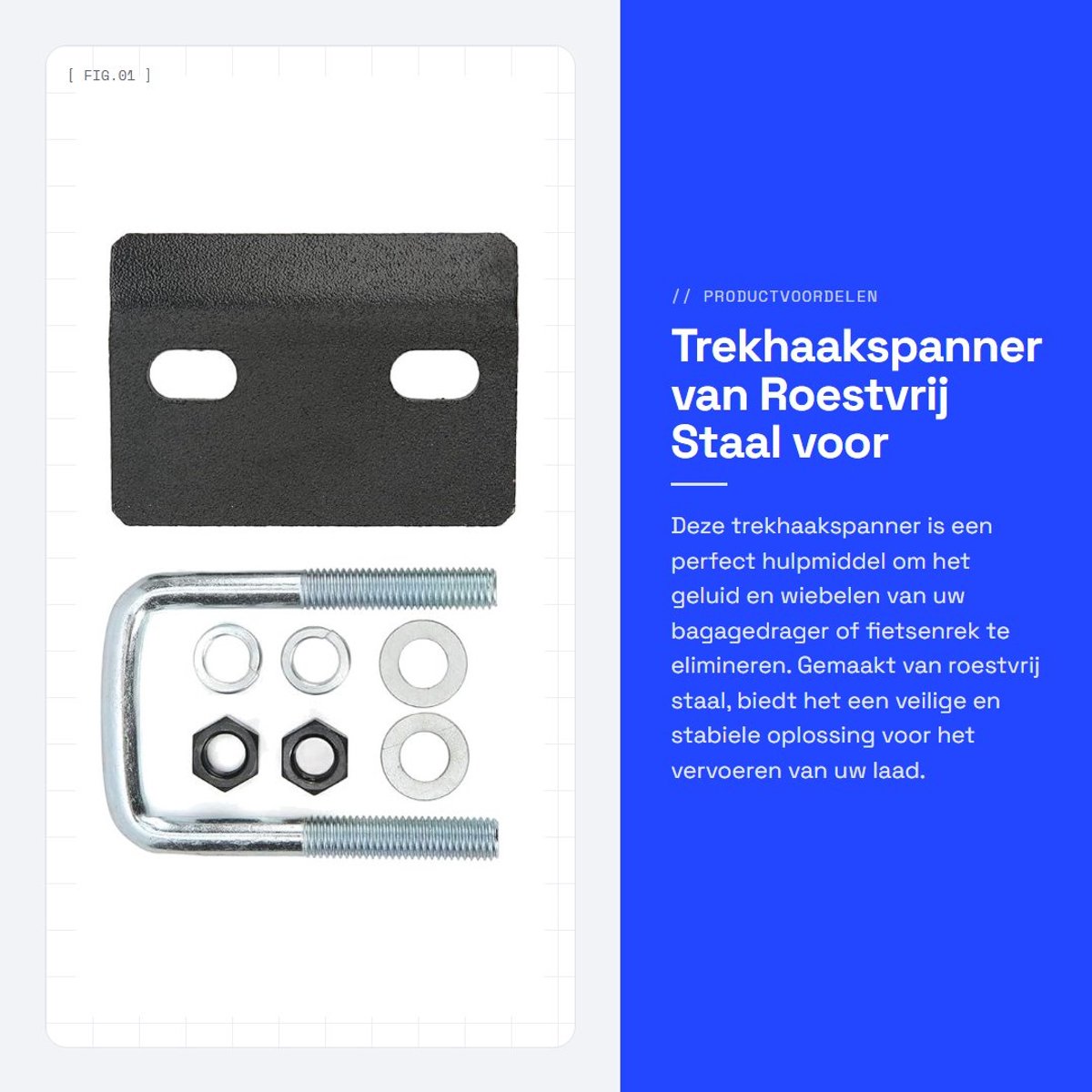 Dailygoods- Trekhaakspanner Roestvrij Staal - Anti-rammelstabilisator - Fietsenrekken - Bagagedrager - Compatibel met 1,25/2 inch trekhaken - Duurzame constructie