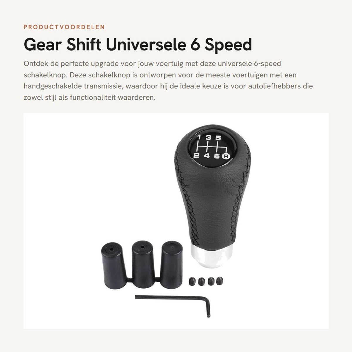 Dailygoods- Versnellingspook Hoes - Pookknop Universeel - 6 Versnellingen - PU Materiaal - Eenvoudige Installatie - Comfortabele Grip - Versnellingsknop