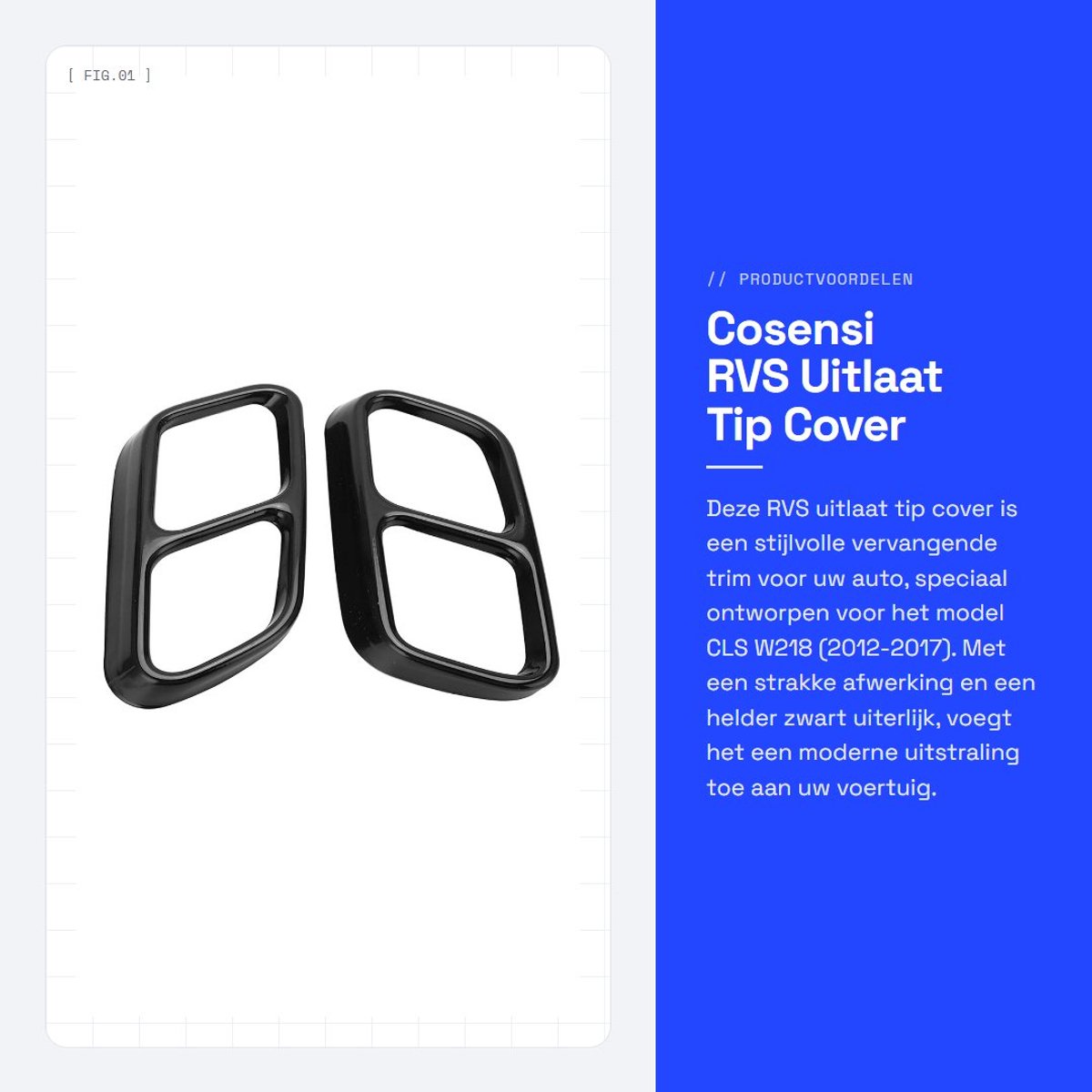 Dailygoods- Uitlaat Tip RVS Vervanging - Uitlaat Trim - Verstelbaar - Dubbel - Antislip - Schokbestendig