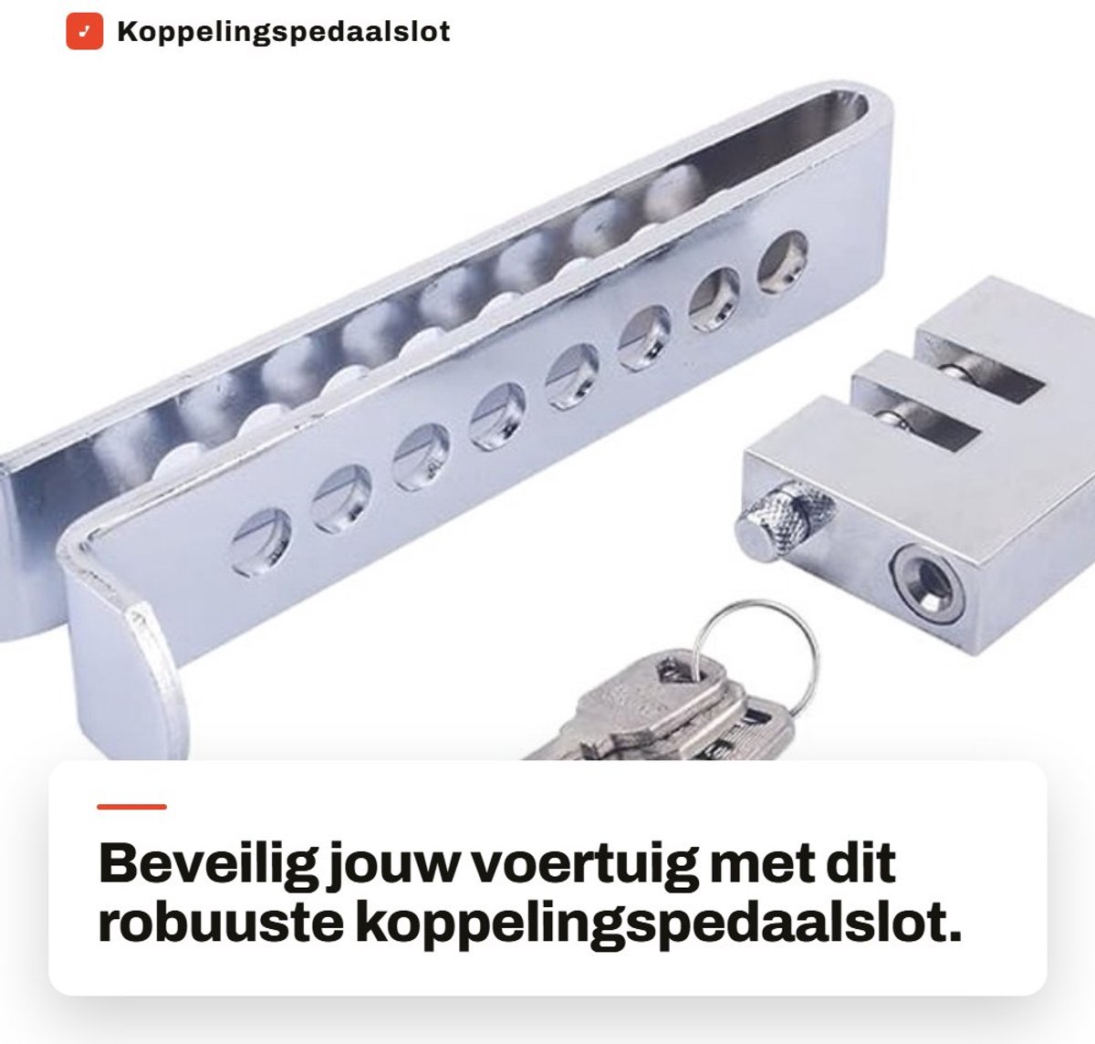 Dailygoods- Koppelingspedaalslot - Gesmeed Staal - 8 Gaten - 3 Sleutels - Antidiefstal - Veiligheidsslot - Draagbaar en Eenvoudig te Verwijderen - Pedaalslot