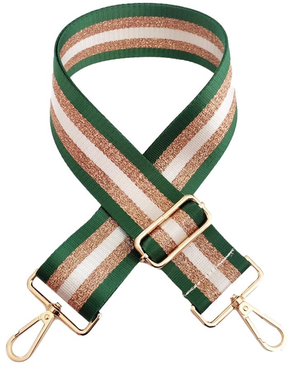 Dailygoods- Tasriem 5 cm breed - Verstelbare 72-130 cm - Schouderriem voor damestassen - Nylon materiaal - Diverse kleuren beschikbaar - Gouden lijn design - Schouderband
