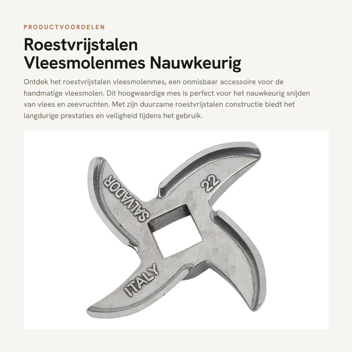 Dailygoods- Vleesmolenmes Roestvrij staal - Veilig/Betrouwbaar - Multifunctioneel Accessoire - Eenvoudig te Vervangen - Onderhoudsvriendelijk - Lichtgewicht 70 g - Vleesmolen